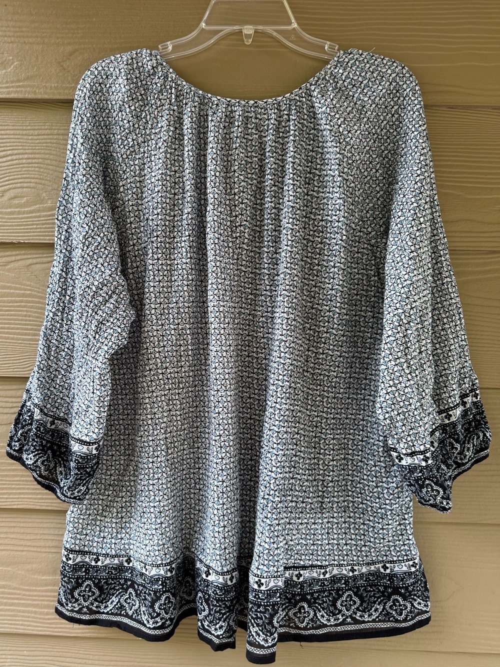 Valerie Bertinelli Blouse V-Neck 3/4 Sleeve Printed Cotton Tunic Size 2X - Picture 6 of 10